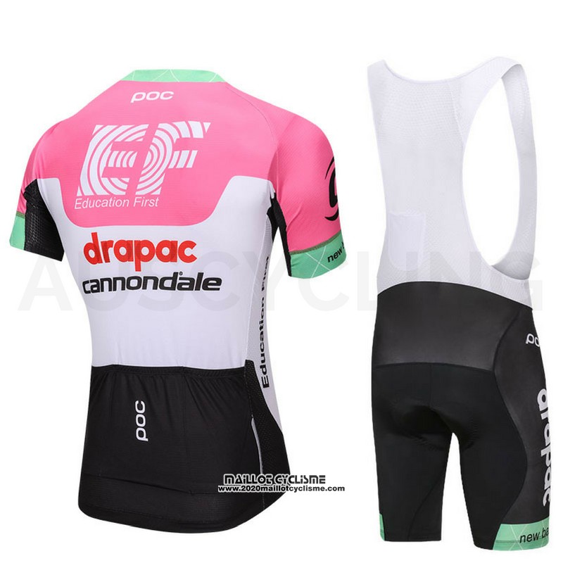 2018 Maillot Ciclismo Cannondale Drapac Blanc et Rose Manches Courtes et Cuissard